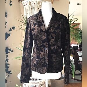 Ralph Lauren Black & Gold Velvet Paisley Blazer Size 8